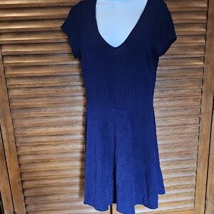 Trixxi Navy V-Neck Short Sleeve Skater Dress